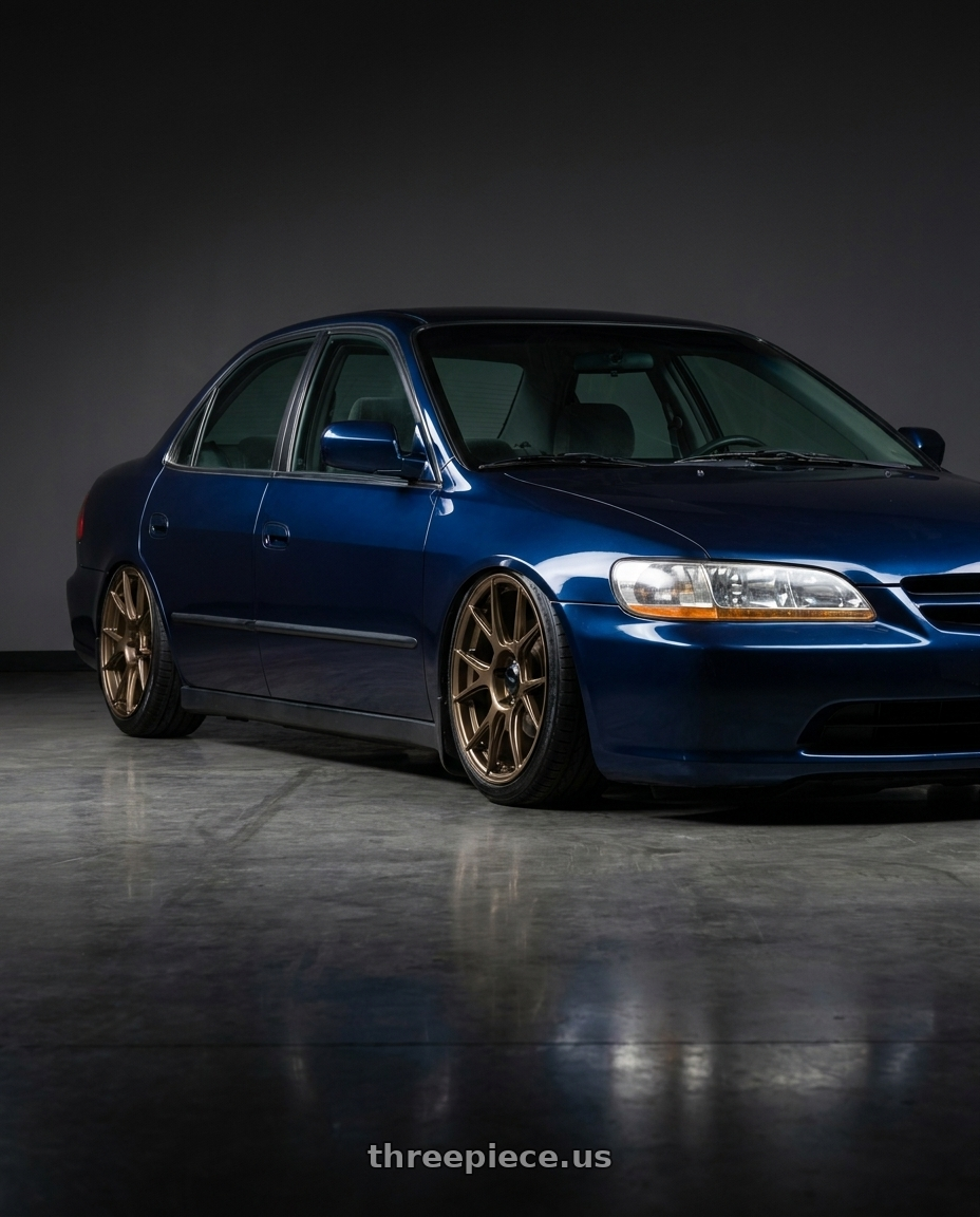 2001 Honda accord lx 4dr with Konig Ampliform 5x120 18x8.5+32 Gloss Bronze wheels