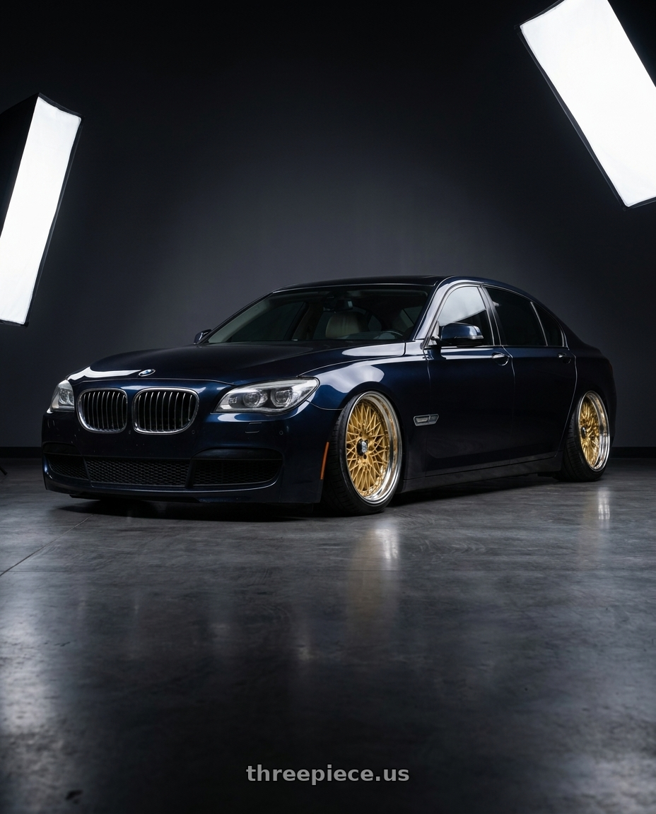 2015 BMW 750i with SSR Formula MESH 5x100 19X11.5+0 HP Disk Fm Gold wheels