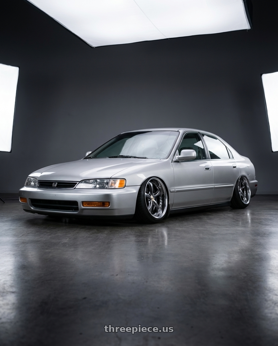 1997 honda accord SE CD5 with Work Wheels VS-KF 5X114.3 19x7.5+40 Brilliant Silver Black O Disk FULL REVERSE wheels
