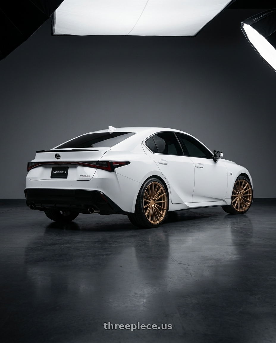 2022 Lexus IS with VOSSEN HFX-4 6X139.7 22x9.5 +20 SATIN BRONZE wheels rear three quarter view square tires