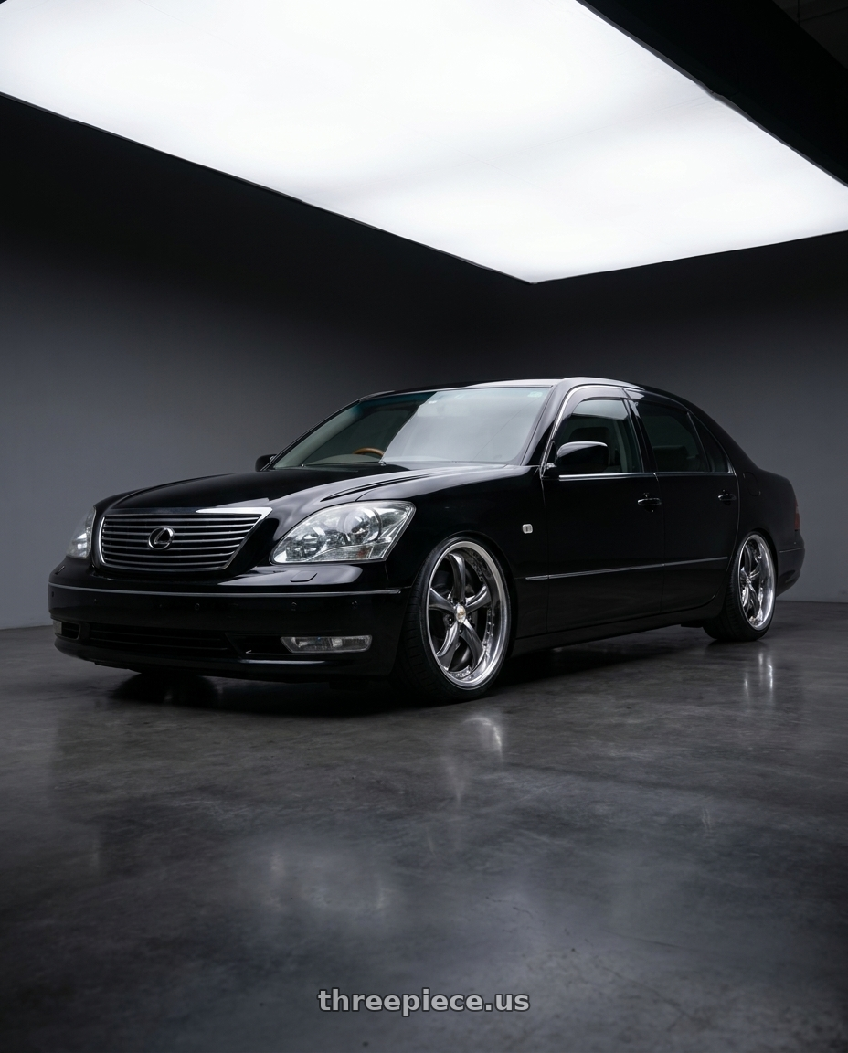 2022 Lexus LS430 Facelift Black with Work Wheels VS-KF 5X114.3 19x9+15 Brilliant Silver Black A Disk FULL REVERSE wheels