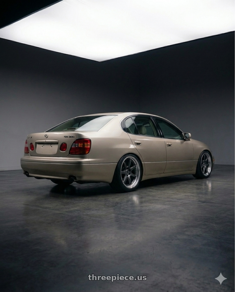2000 lexus gs300 with Work Emotion T7R 2P wheels rear three quarter view meaty tires