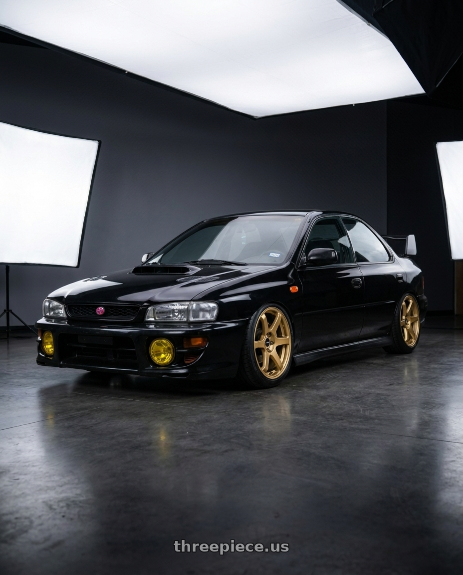 1998 Subaru Impreza GC8 with Enkei T6S 5x100 17x8+45 Gold wheels