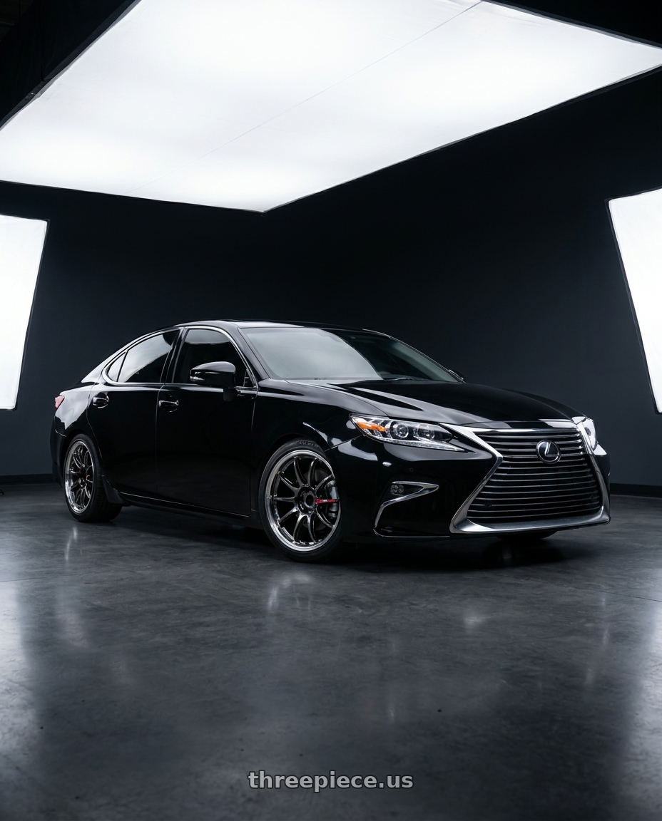 2017 Lexus ES 200 black with Work Emotion Zr10 5x100 18x7.5 +38 Glim Black Diamond Rim cut wheels