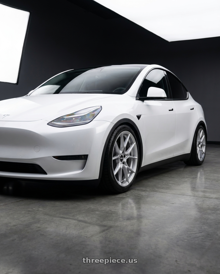 2020 Tesla Model Y Long with Rotiform RC199 KPR 5X112 20x9 +45 SILVER wheels