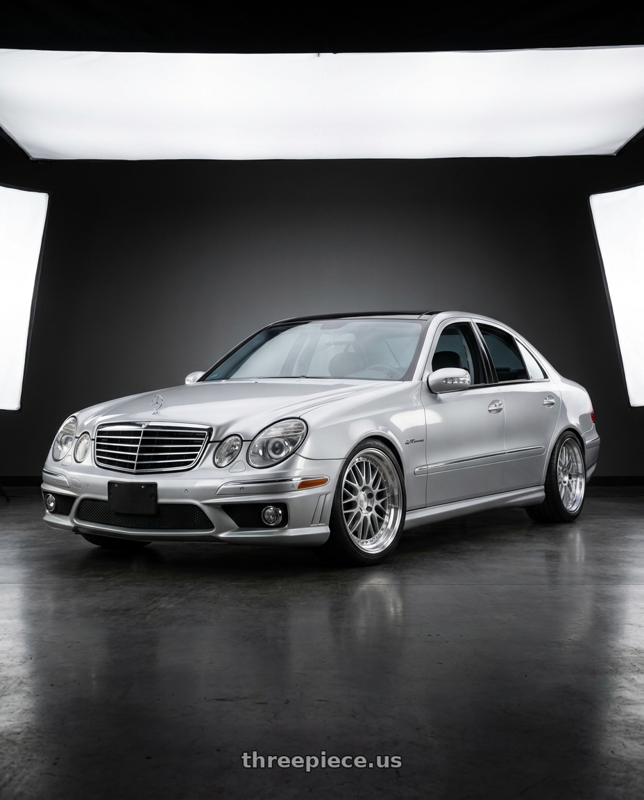 2006 Mercedes E55 AMG with Aodhan AH02 5x114.3 19x9.5+22 Silver w/ Machined Lip wheels