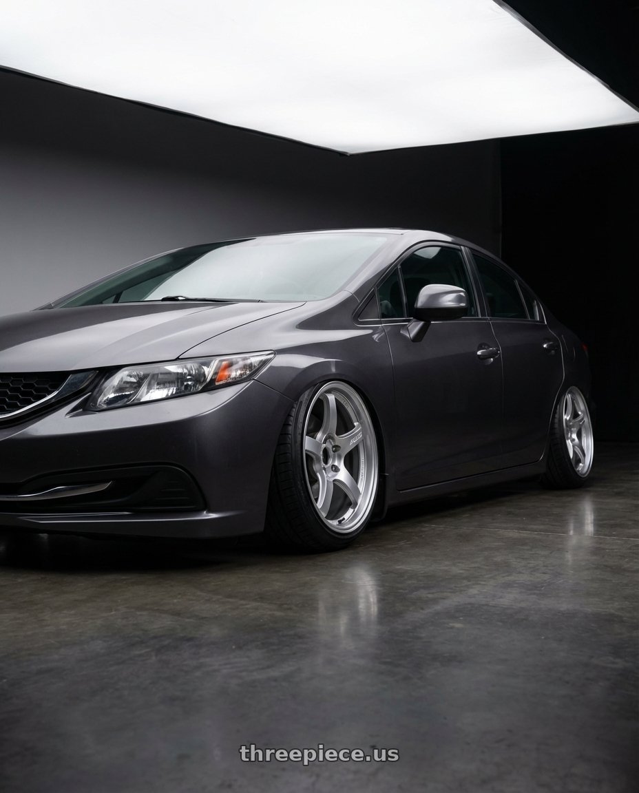 2013 Honda Civic with Gram Lights 57CR 5x114.3 18x9.5+38 Grace Silver wheels