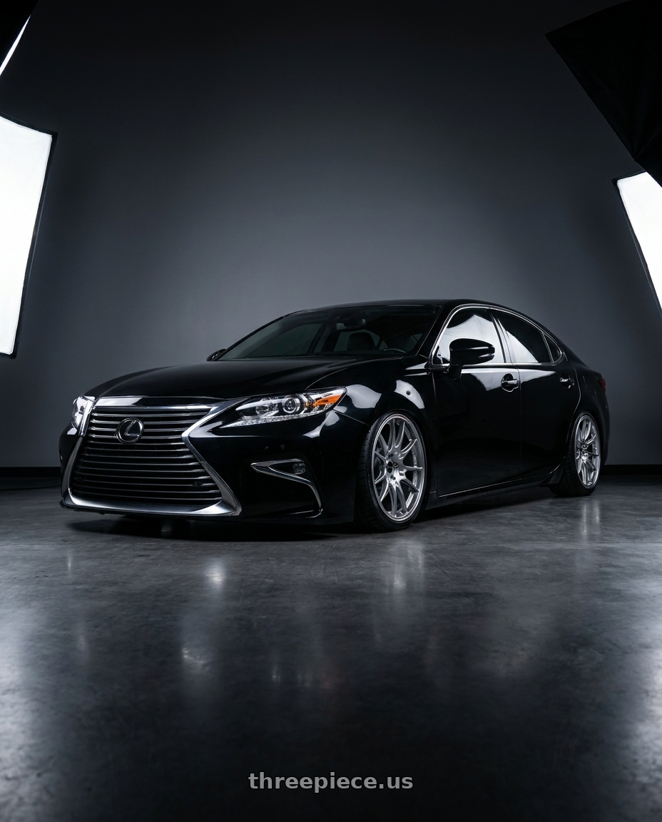 2017 Lexus ES 200 black with Enkei GTC02 5x114.3 18x8+35 Hyper Silver wheels