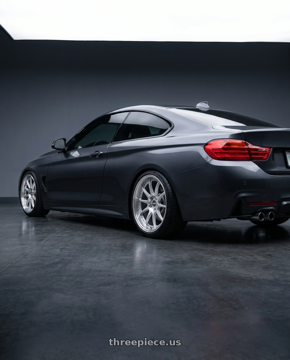2015 BMW 435i with ESR Wheels CS SERIES CS12 5x100 18x8.5 +30 Hyper Silver wheels rear three quarter view slight stretch tires