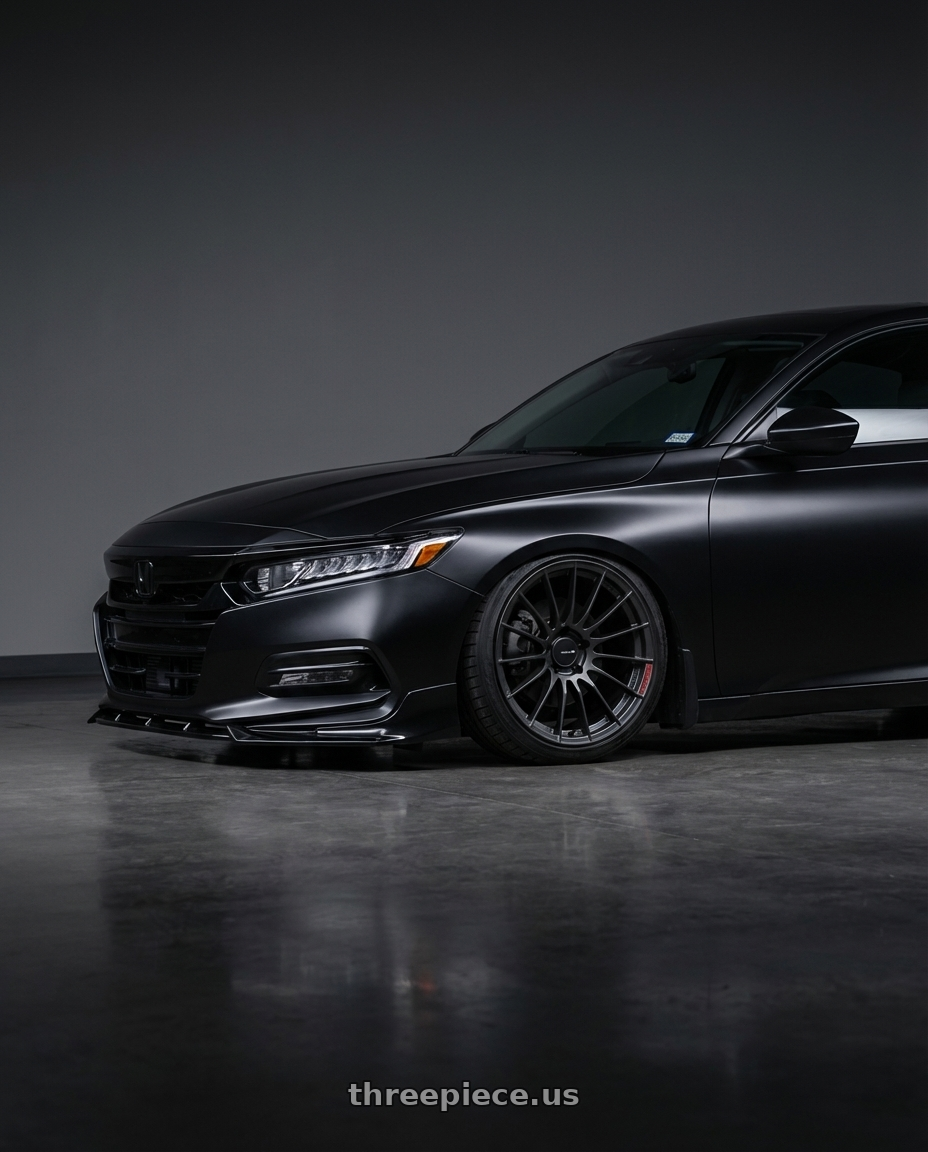 2019 Honda Accord 1.5T Matte black with Enkei RS05-RR 5x114.3 18x9.5+35 Matte Gunmetal wheels