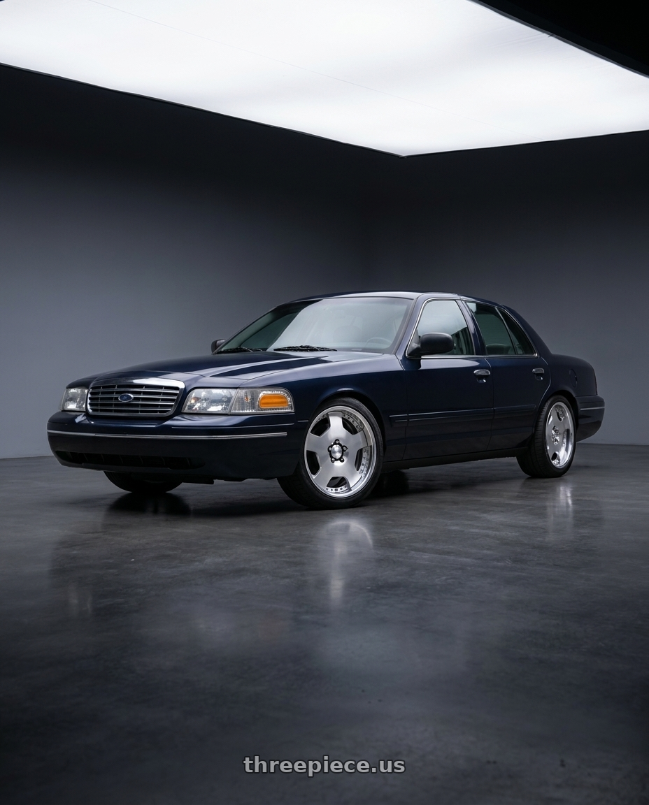 1999 Ford Crown Victoria LX with Work Lanvec Ld1 5x114.3 18x10+38 O Disk Machine Silver Polish wheels
