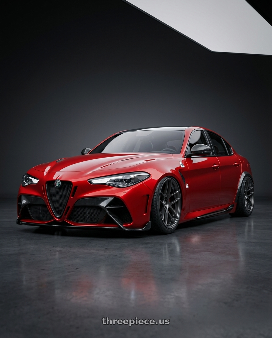 2022 Alfa Romeo Giulia with ESR Wheels FORGETECH SERIES RF1 5x110 19x9.5 +22 Gloss Graphite wheels