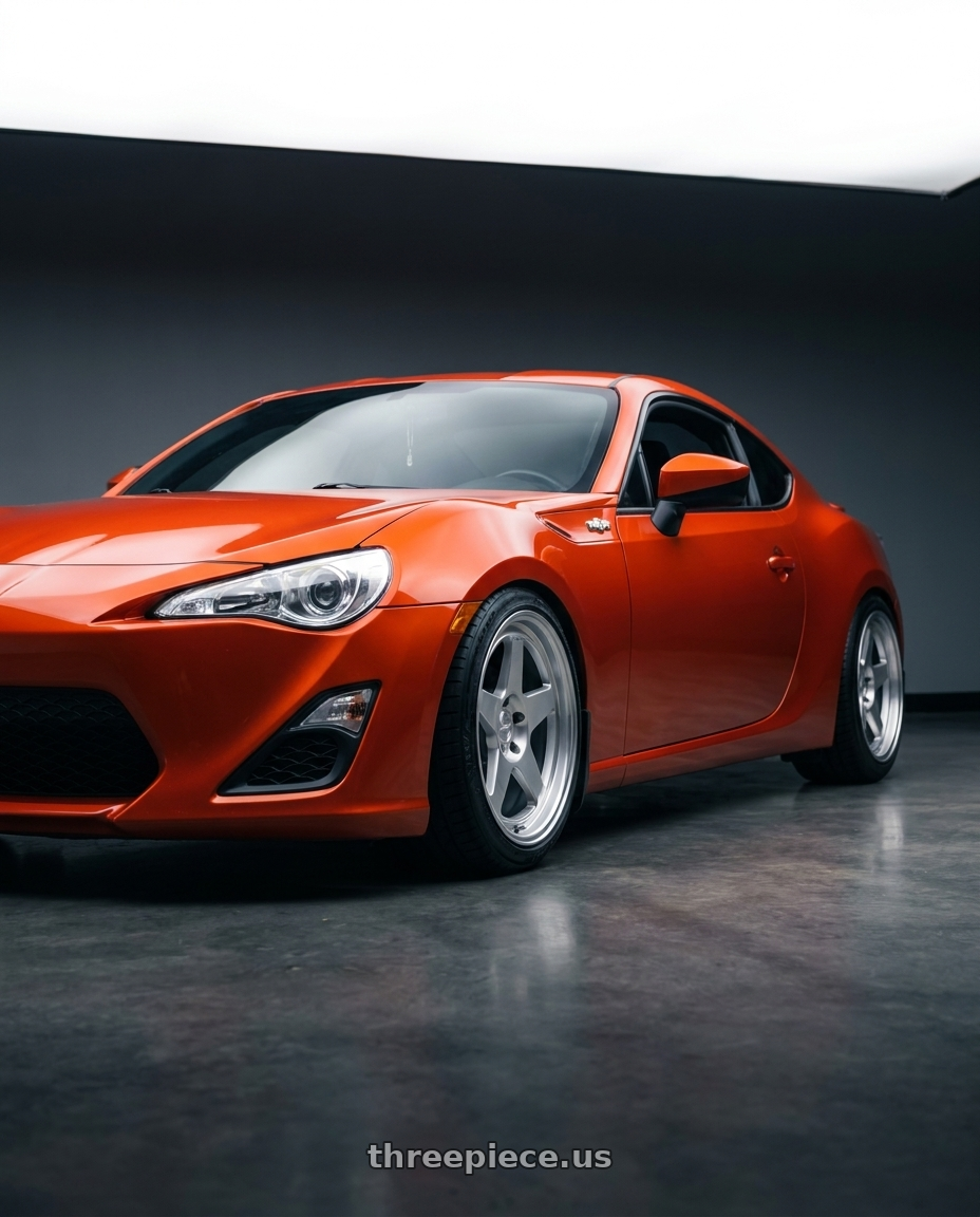 2015 Scion FRS Hot Lava with Kansei K12H KNP 5X100 17x9 35 Hyper Silver wheels
