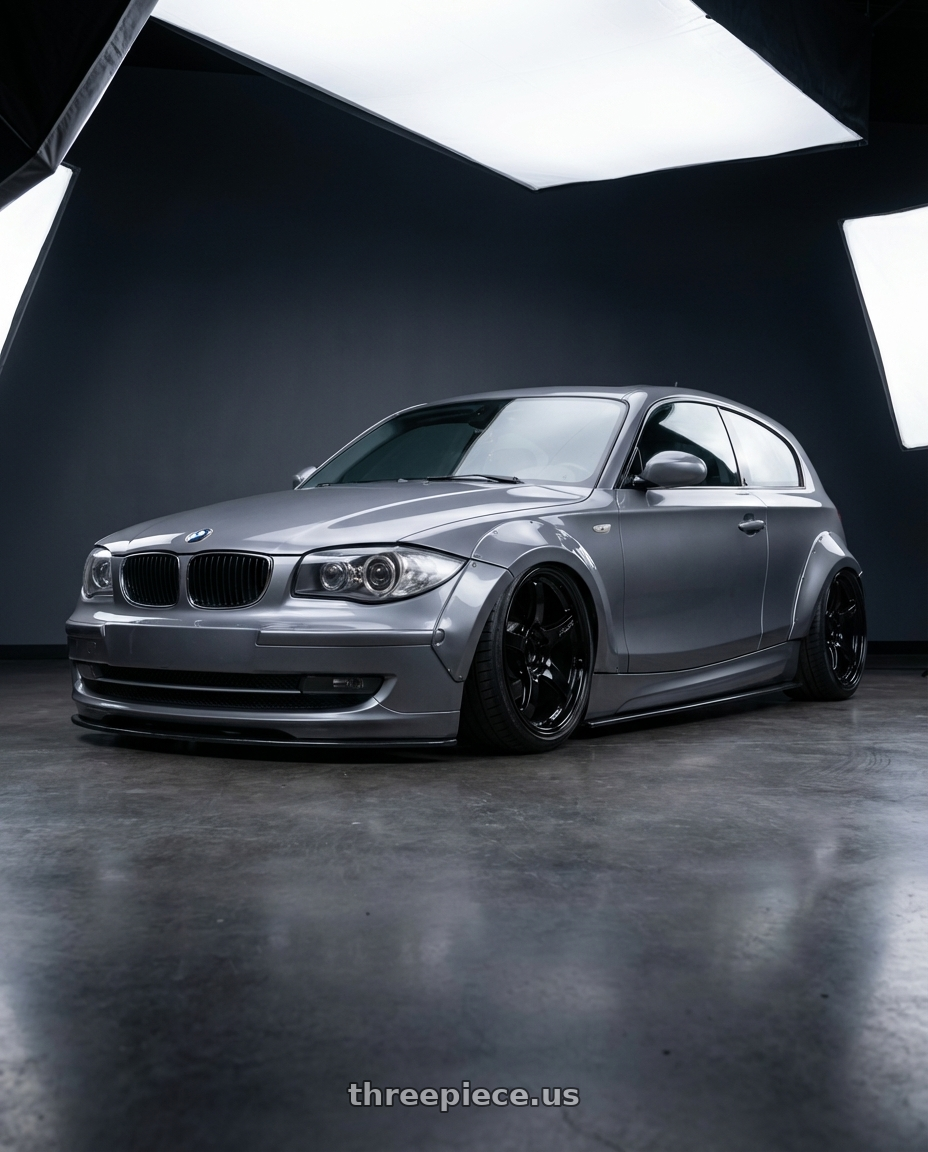 2012 BMW 1 Series E82 with Gram Lights 57CR 5x120 19x10.5+22 Glossy Black wheels