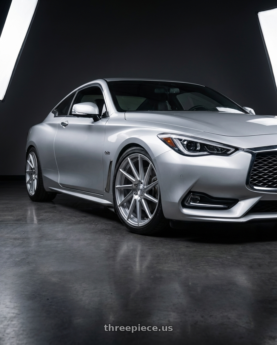 2020 Infiniti Q60 with Niche 1PC M112 SURGE 5X114.3 19X8.5 +35 GLOSS SILVER MACHINED wheels