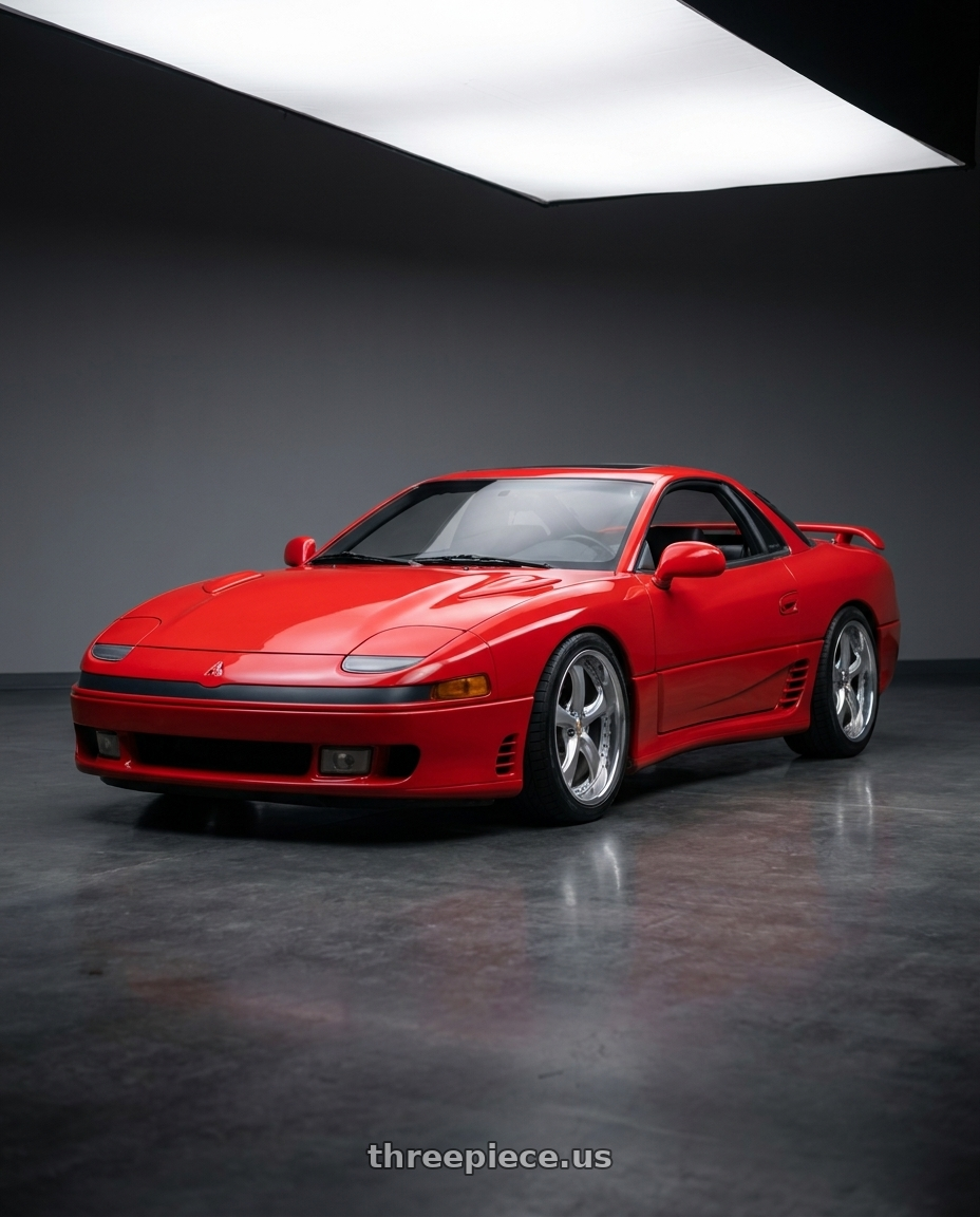 1991 Mitsubishi 3000GT VR-4 with Work Wheels VS-KF 5x114.3 18x8.5+40 Light Grey Silver O Disk FULL REVERSE wheels