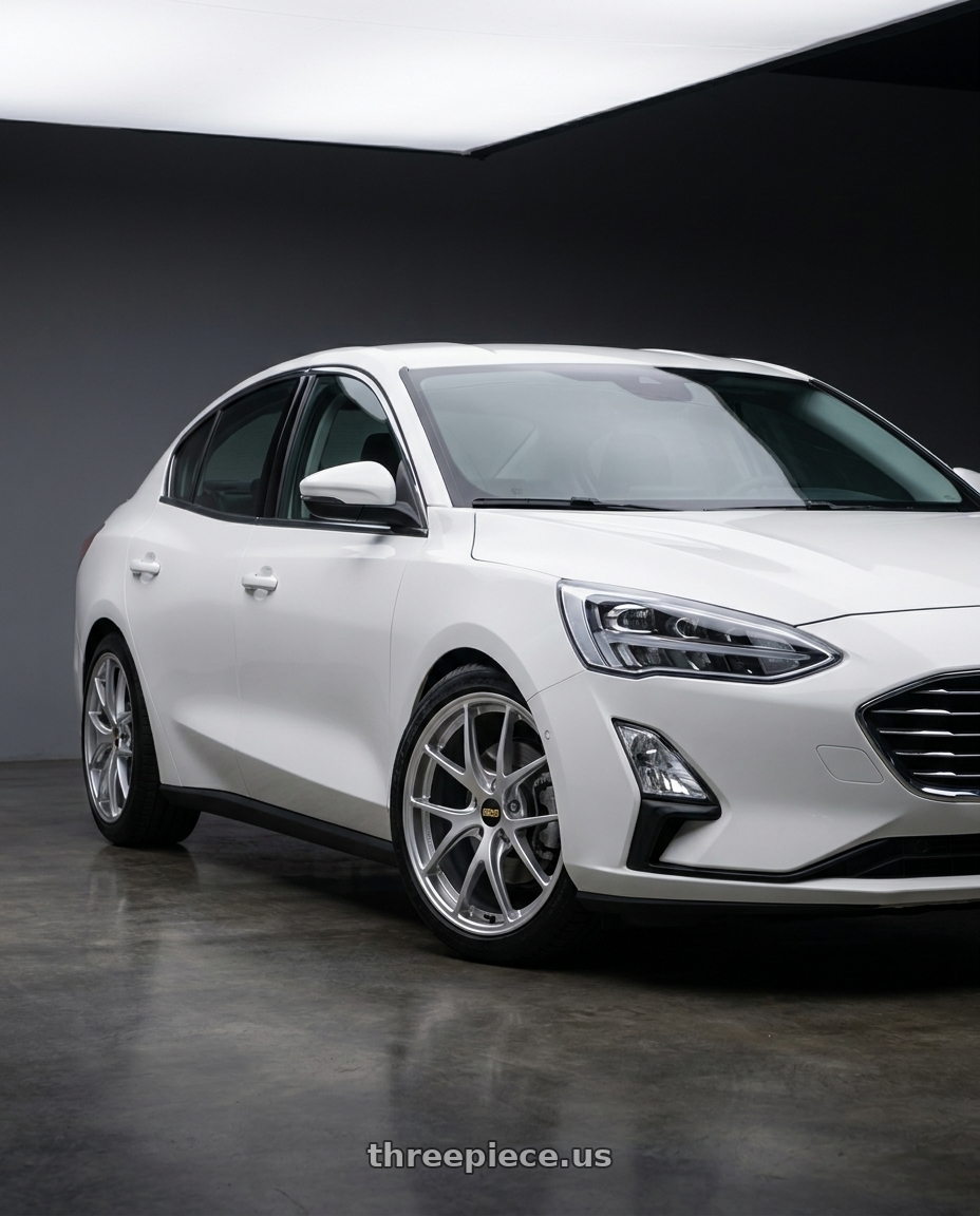 2019 Ford Focus Sedan with BBS RI-A 5x130 18x8.5+48 Diamond Silver wheels