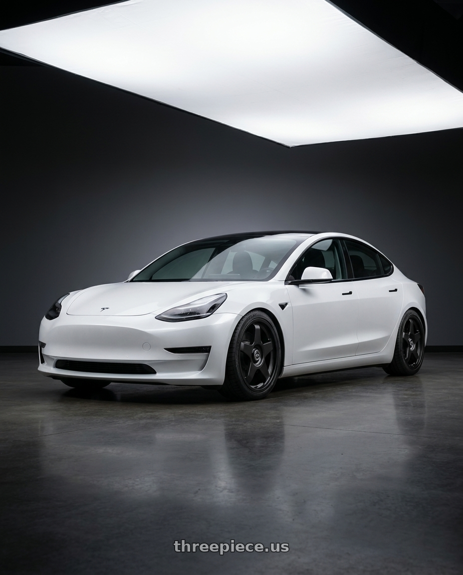 2023 Tesla Model 3 with fifteen52 CHICANE 5x114.3 / 5x120 19x8.5 +35 ASPHALT BLACK (SATIN BLACK) wheels