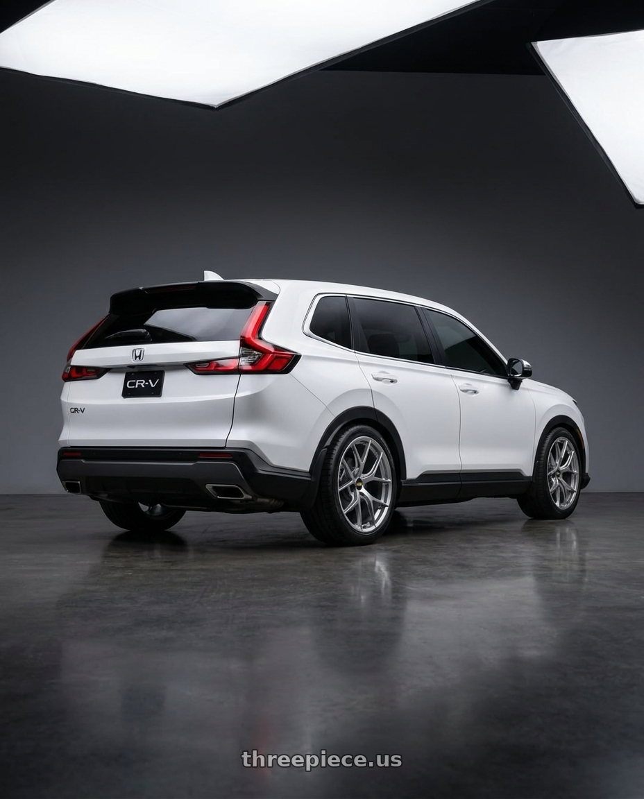 2024 honda crv with BBS FI-R 5x120 19x10.5 +35 Silver wheels rear three quarter view square tires