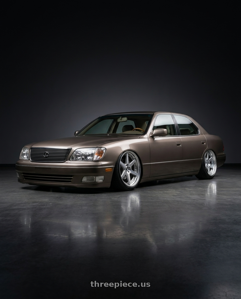 2000 Lexus ls400 with Work Zeast St1 5x100 18x7.5+45 O Disk Brush Silver Clear wheels