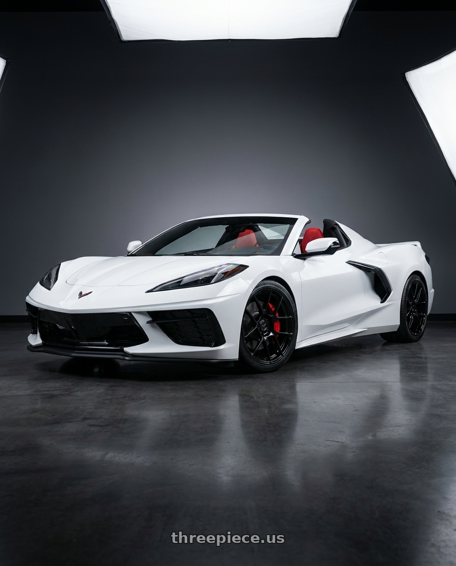 2021 Chevrolet Corvette Stingray with MRR Forged FR43 5x120 18x10  +39 Gloss Black fit Corvette C8 wheels