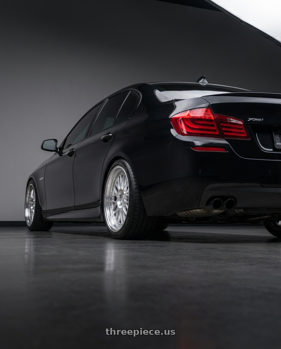 2012 bmw 550ixdrive with ESR Wheels SR SERIES SR01 5x120 19x8.5 +30 Hyper Silver wheels rear three quarter view square tires
