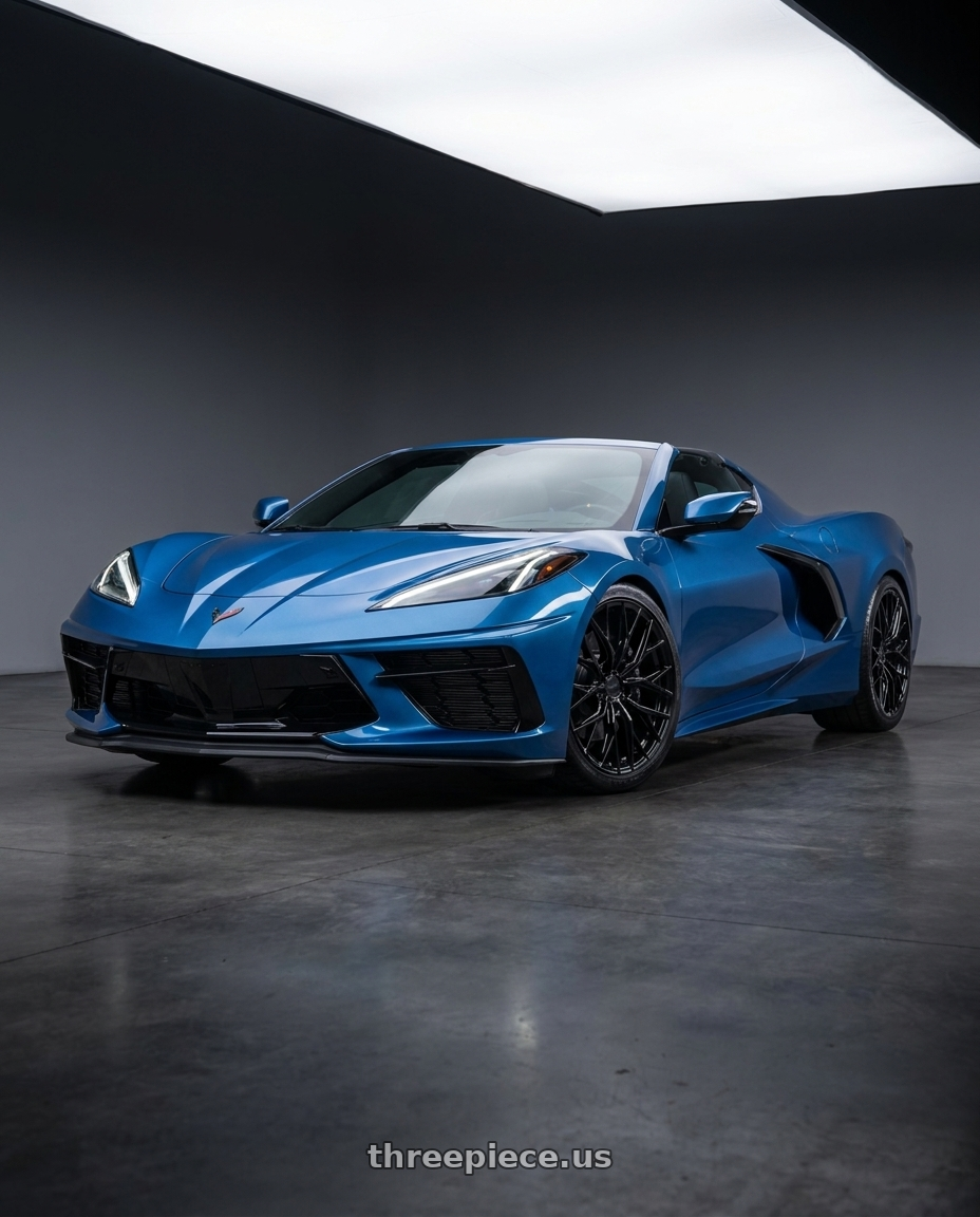 2021 Chevrolet Corvette Stingray with MRR GF5 5x120 19x8.5  +38 Gloss Black fit Corvette C8 ( rear: GF0520A652048BK ) wheels