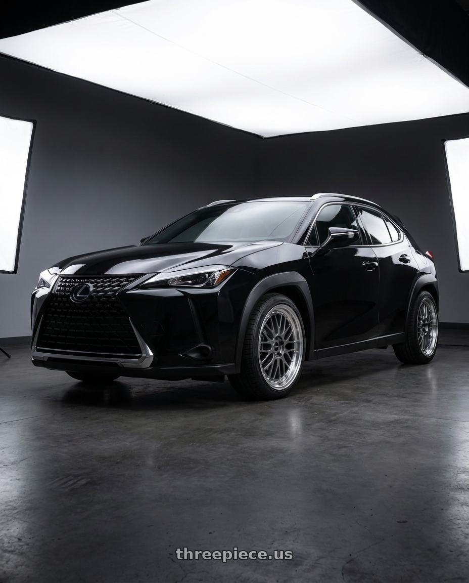 2019 Lexus UX200 base caviar with Vors VR8 5x114.3 18x8  +35 Hyper Black Machine Lip Chrome Rivet wheels
