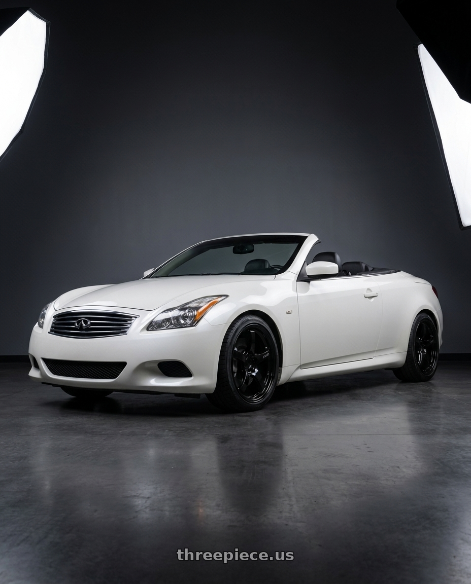 2009 Infiniti G37 convertible with Gram Lights 57CR 5x112 19x9.5+45 Glossy Black wheels