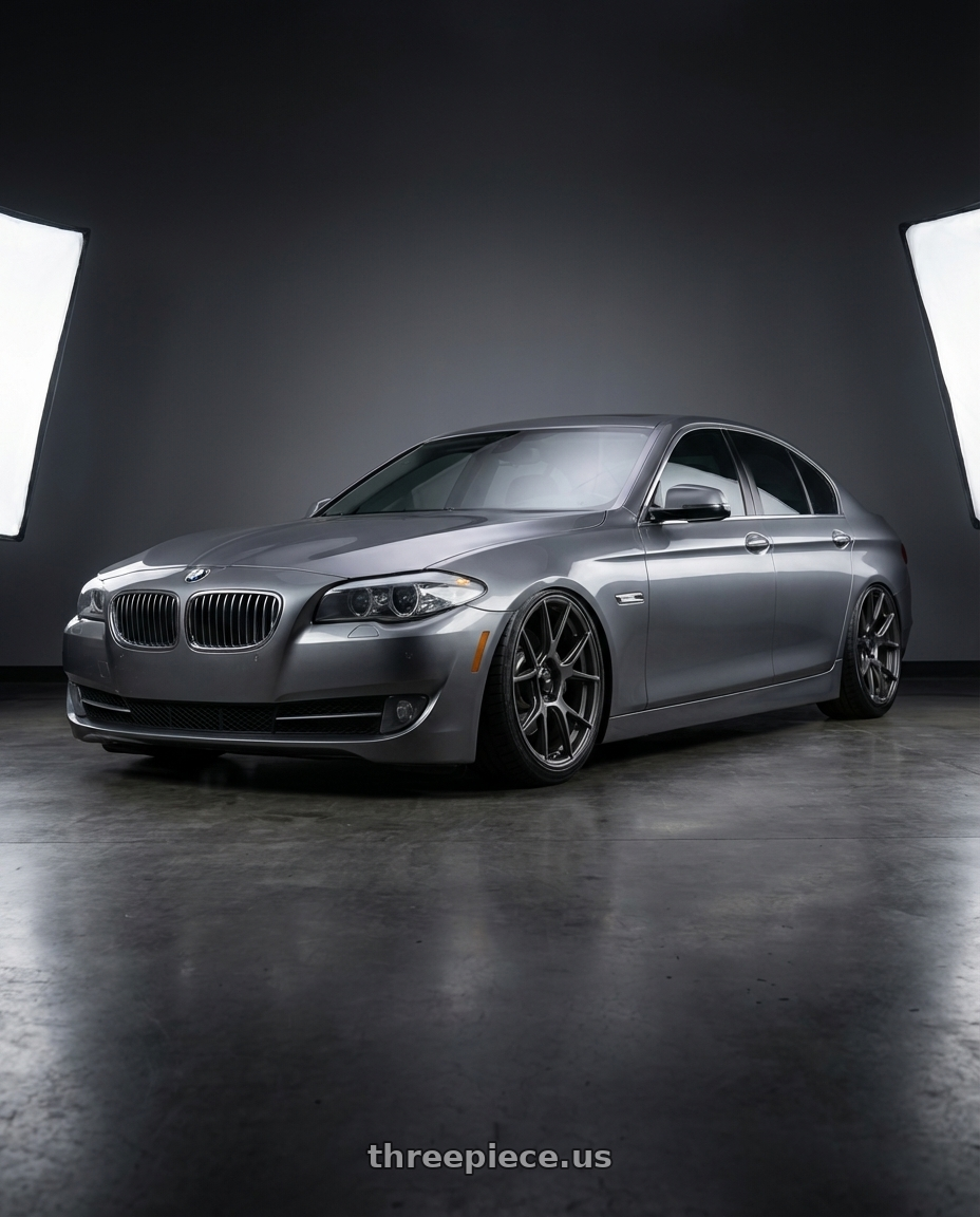 2016 BMW 5 Series F10 with Konig Ampliform 5x120 20x8.5+45 Dark Metallic Graphite wheels