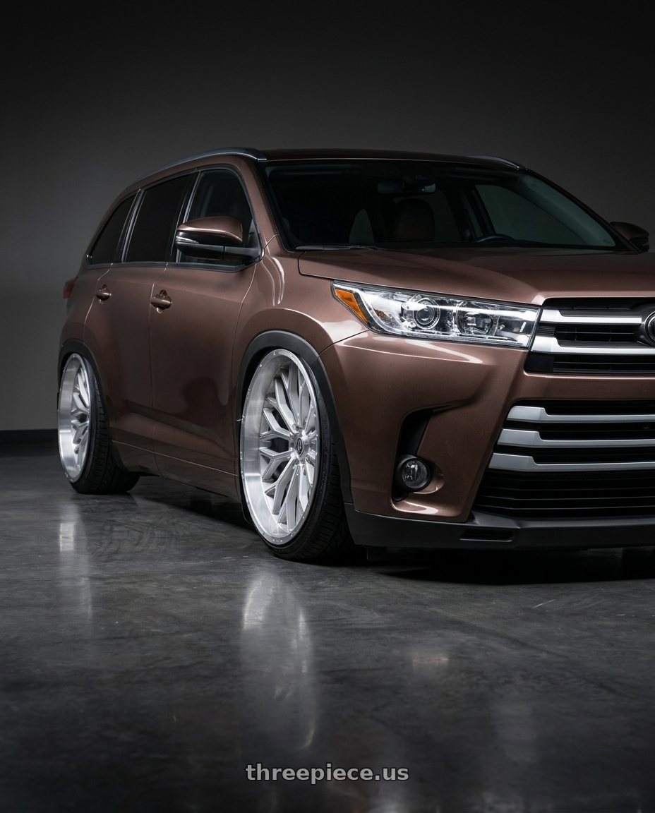 2018 toyota highlander with TIS 565BSM 6x139.7 22x12 -44 Brushed Silver & Milled wheels