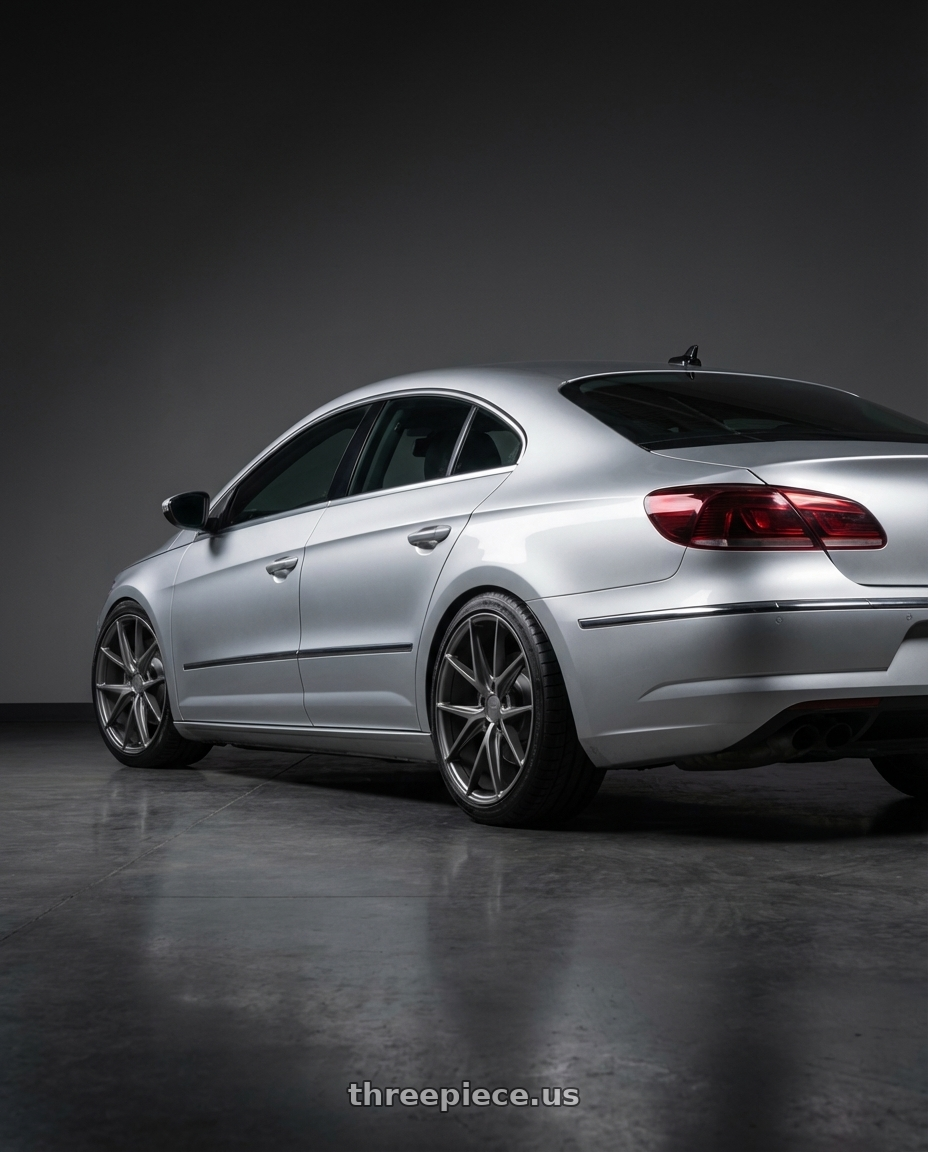 2015 Volkswagen CC with Niche 1PC M116 MISANO 5X112 19X9.5 +35 MATTE GUN METAL wheels rear three quarter view square tires