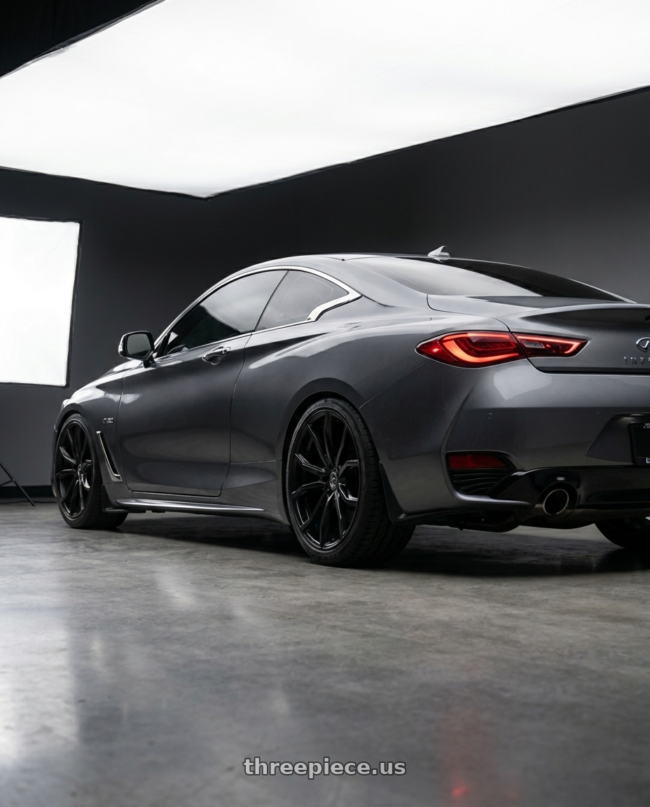 2021 INFINITI Q60 with Lexani LX-TWENTY 255/40R19 wheels rear three quarter view square tires