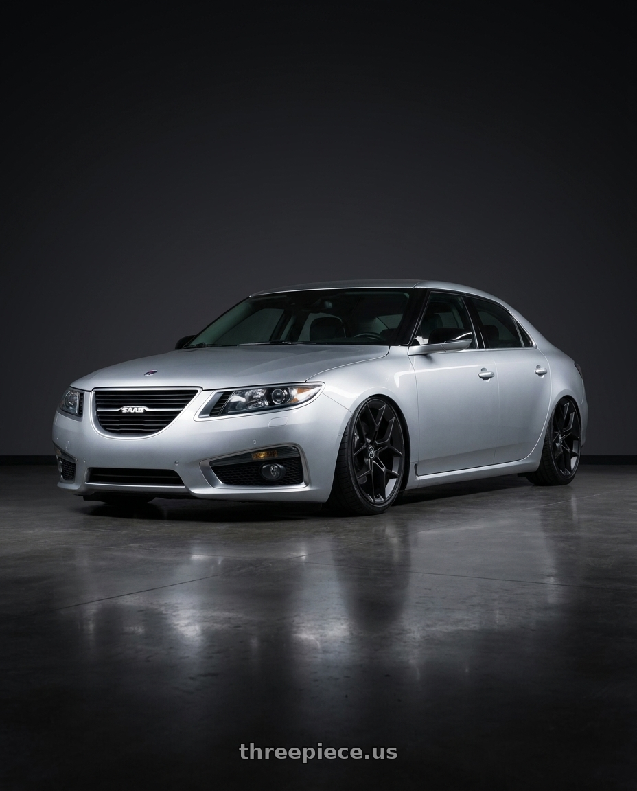 2012 Saab aero 95 with RTR 854SB AERO 5 Mustang 5x114.3 20x8.5 +30 Satin Black wheels