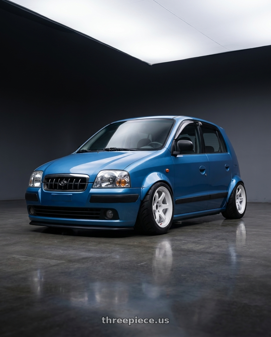 2000 hyundai atos with Volk Racing TE37SL 4x100 15x8 +25 DASH WHITE wheels