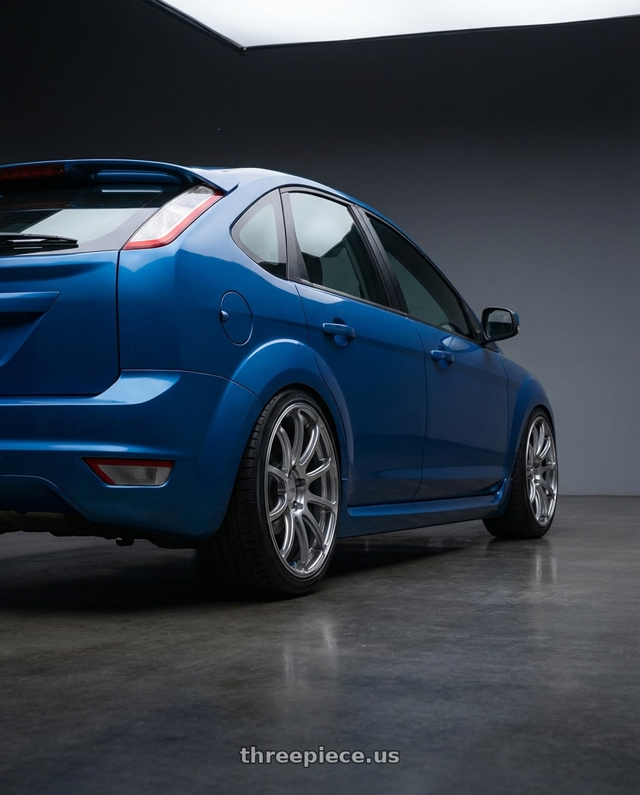 Ford Focus 2009 Zetec S  with Advan Racing RSII 5x112 17x7.5 +48 HYPER SILVER wheels rear three quarter view square tires