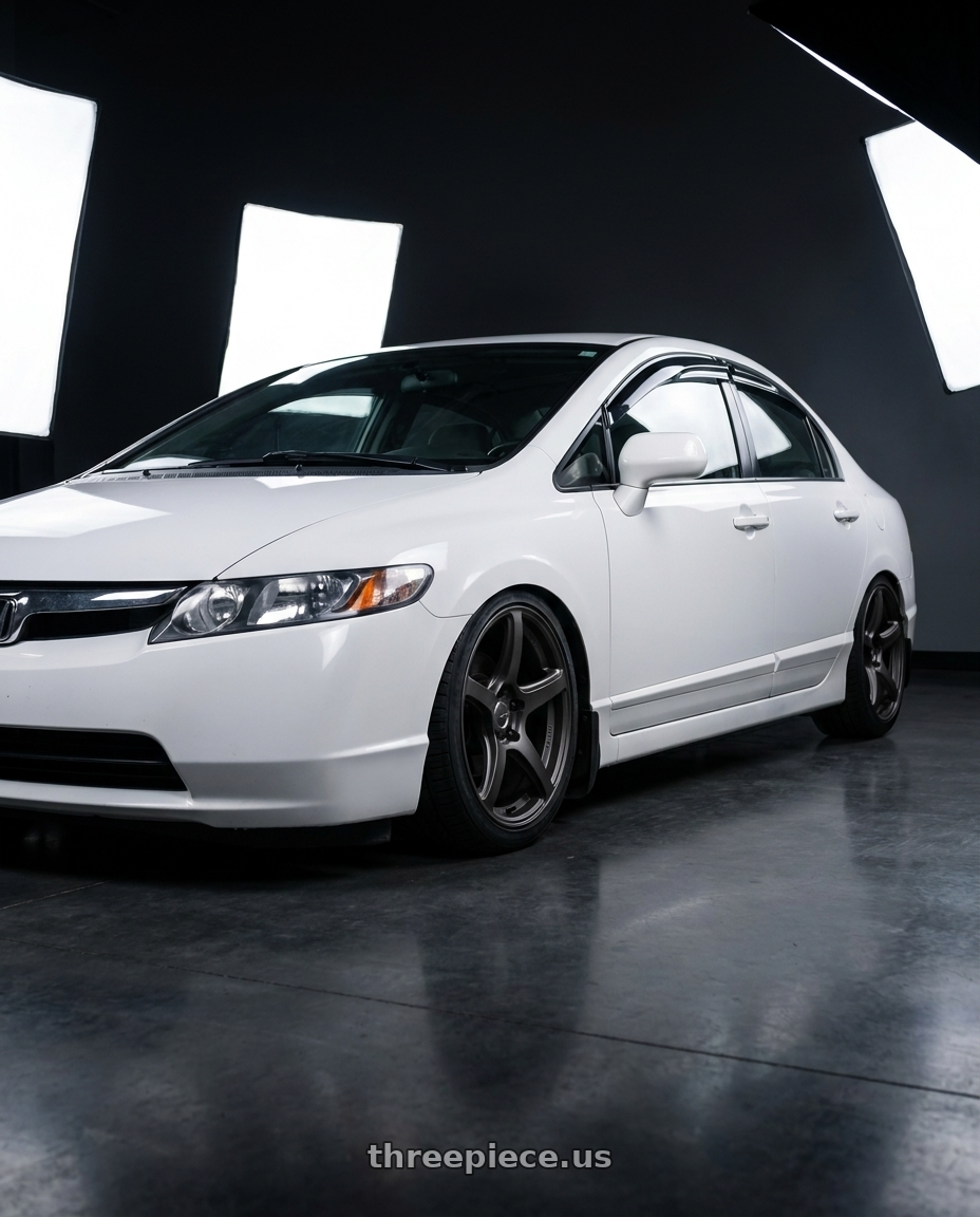 2007 honda civic ex with Work Emotion T5r 5x114.3 17x8 +35 Matte Graphite wheels