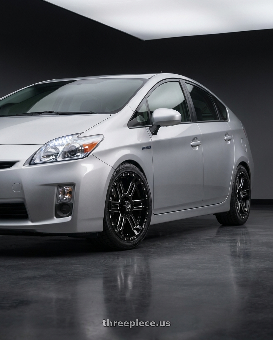 2010 Prius 3 With Led Lights And Stock Wheels with Enkei Commander 5x127 18x8.5+20 Black Machined wheels