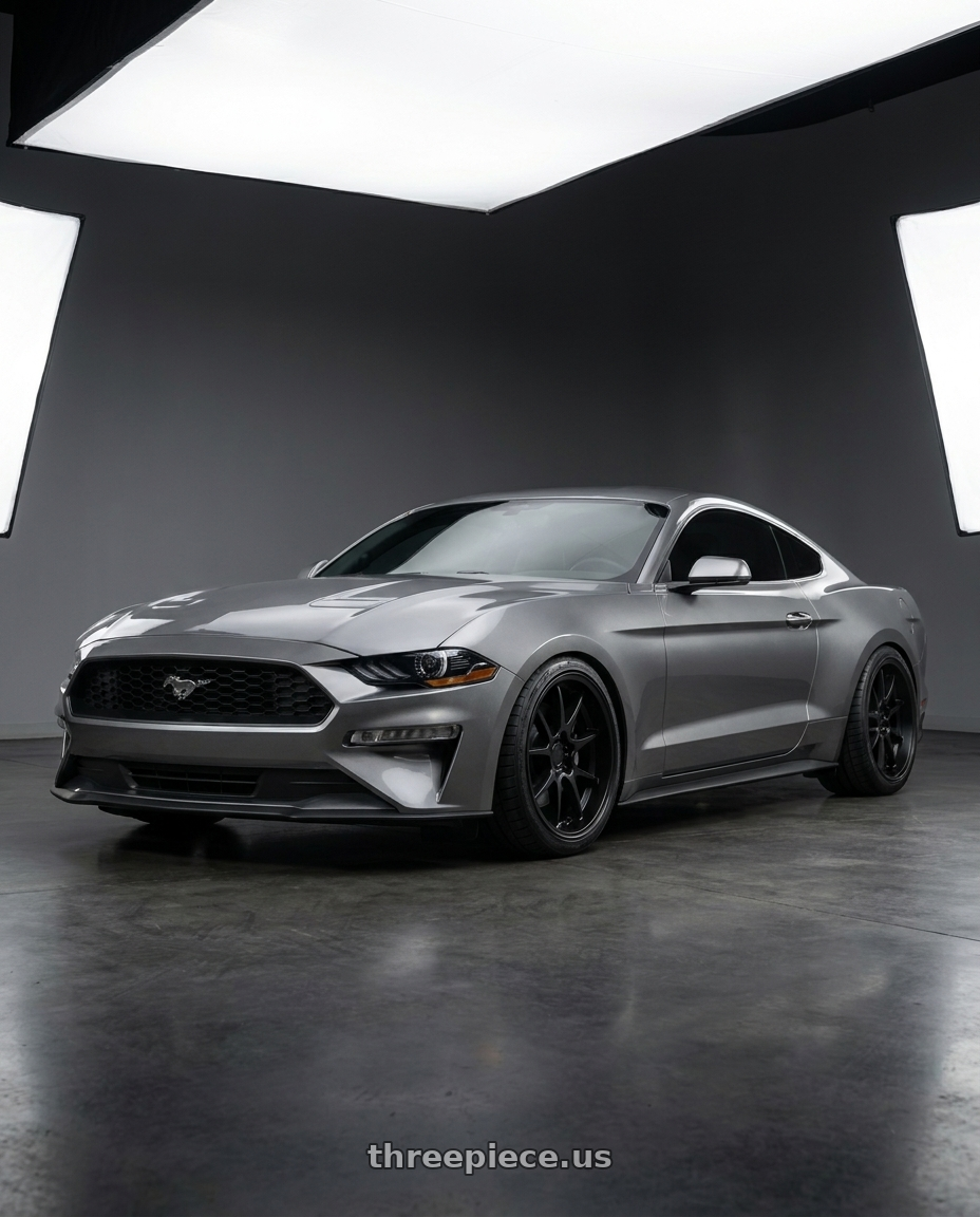2021 Ford Mustang GT with Rotiform 207 5x114.3 19x9.5 +38 MATTE BLACK wheels