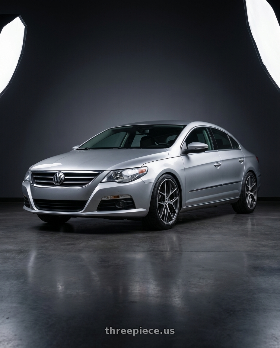 2015 Volkswagen CC with BBS CC-R 5x112 19x8.5+30 Graphite w/ Diamond Cut Face wheels front three quarter view lowered stance