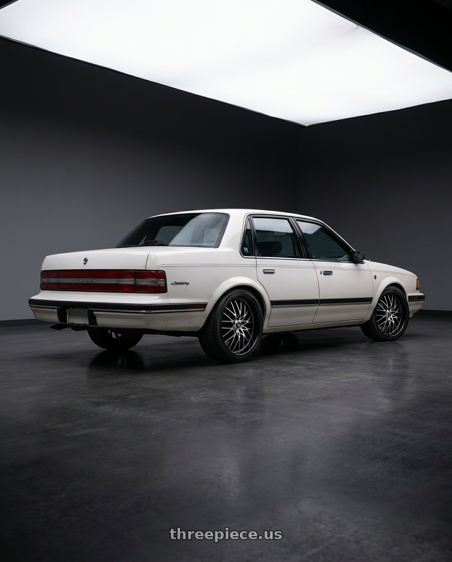 1990 Buick century limited white  with Konig Lace 5X100/5X114.3 16x7+40 Black/Machine Spoke wheels rear three quarter view slight stretch tires