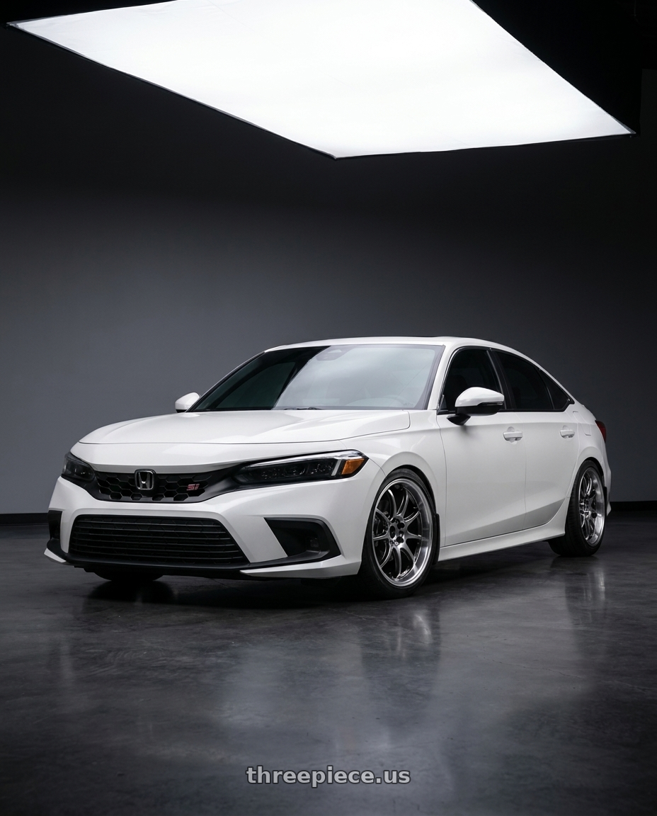 2026 Honda Civic Si with Work Emotion D9r 5x100 18x8.5 +32 Gt Silver Rim Cut wheels
