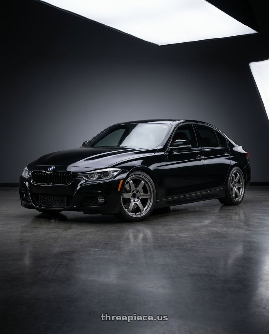 2017 bmw 340i base black with Volk Racing TE37SL 5x120 18x9.5 +22 GLOSSY GRAY wheels