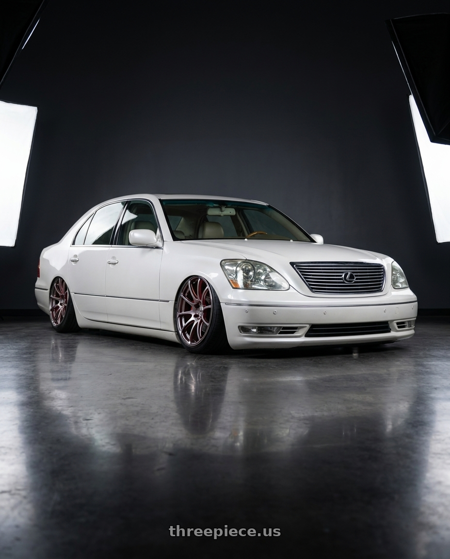 2004 lexus ls430 with Advan Racing MODEL F50 5x114.3 20x11.0 +40 PLATINUM RED COMBI wheels