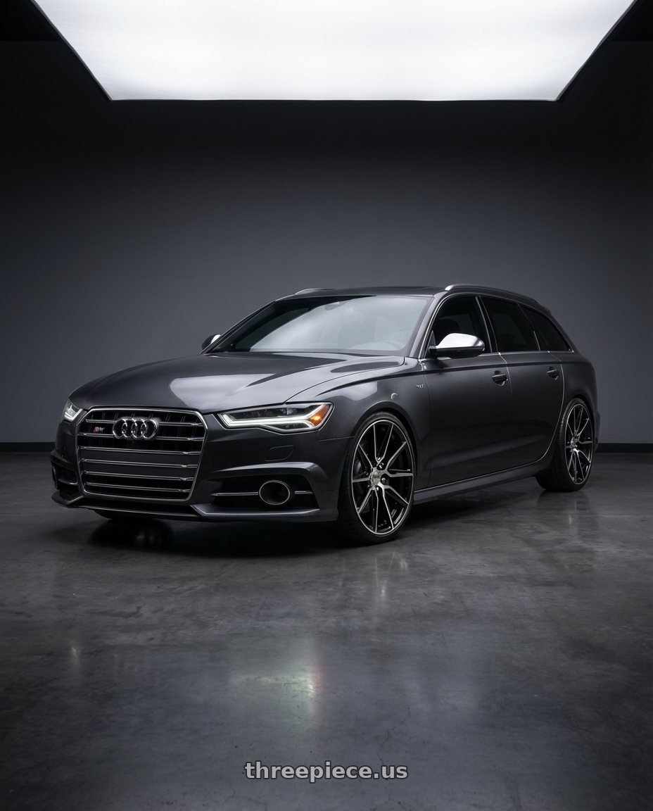 2016 Audi S6 C7 with Niche 1PC M219 GEMELLO 5X112 20X9 +38 GLOSS MACHINED DOUBLE DARK TINT wheels front three quarter view lowered stance