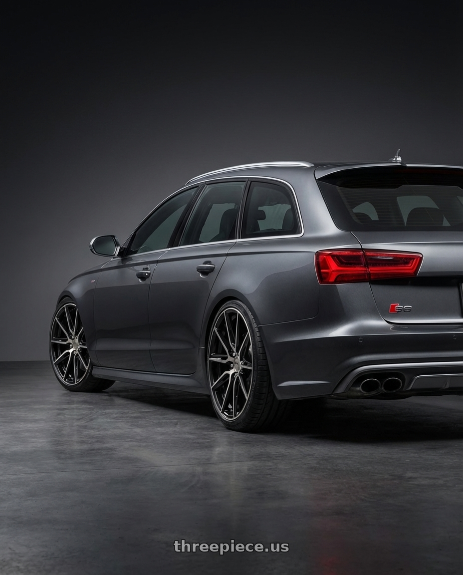 2016 Audi S6 C7 with Niche 1PC M219 GEMELLO 5X112 20X9 +38 GLOSS MACHINED DOUBLE DARK TINT wheels rear three quarter view square tires