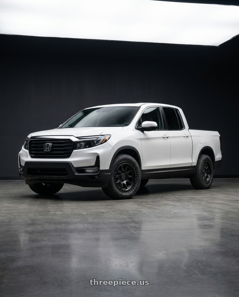 2021 Honda Ridgeline Sport fitted with Black Rhino CALICO 5X120 17X8.5 +34 MATTE BLACK $388 wheels