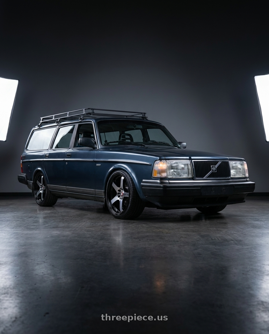 1989 Volvo 245 dl with Spec-1 SPT-31 blank 4x/5x 18x9.5 +42 Gloss Black & Machined wheels