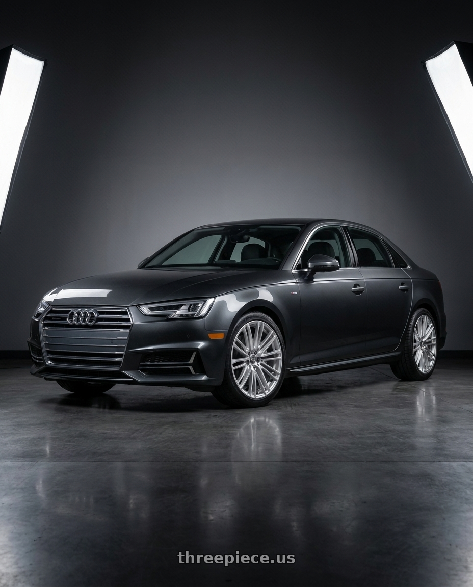 2017 Audi A4 with F1R FS3 5x112 19x8.5 +35 Machine Silver wheels