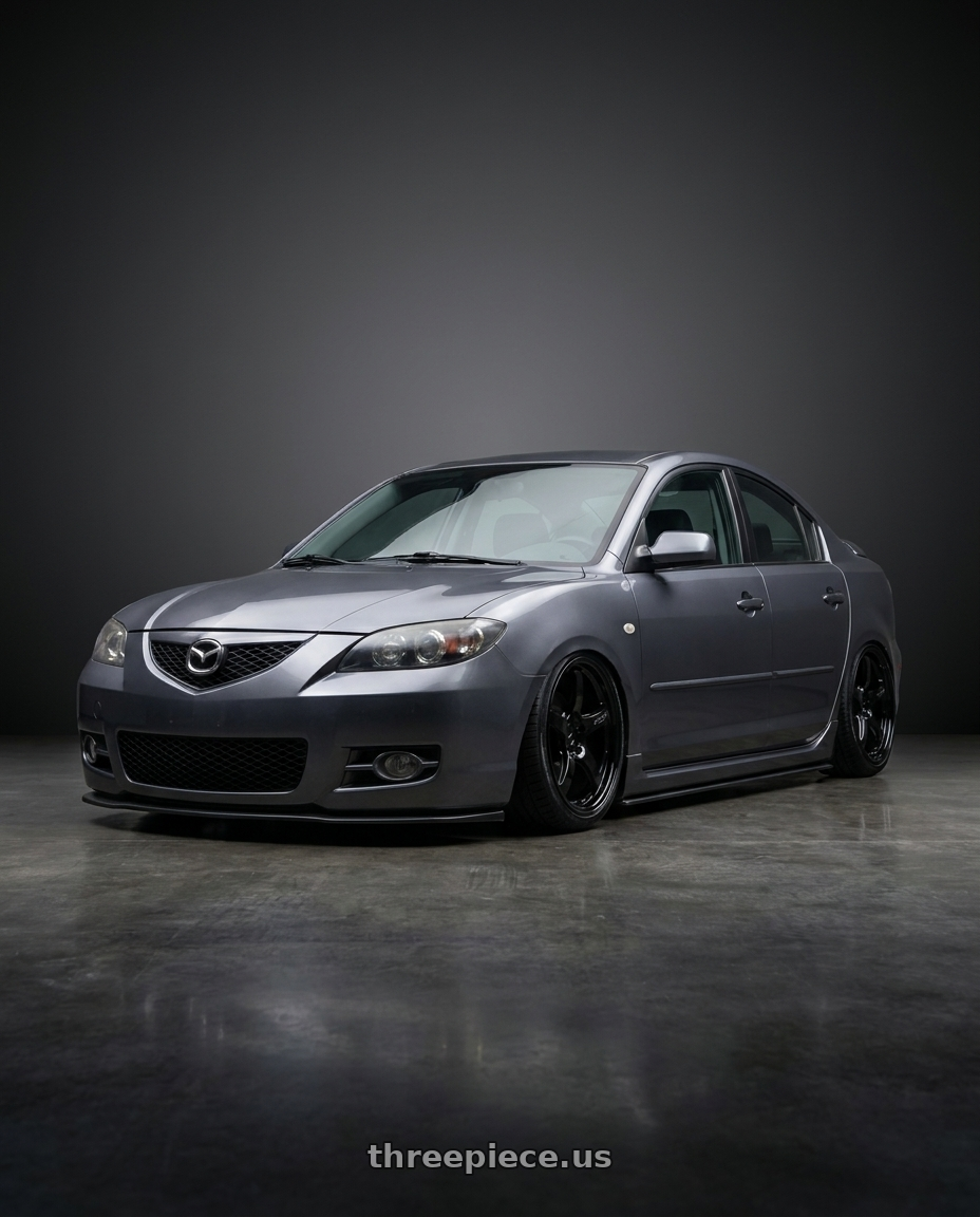 2007 Mazda Mazda3 20S Sedan with Gram Lights 57CR 5x114.3 19x10.5+12 Glossy Black wheels